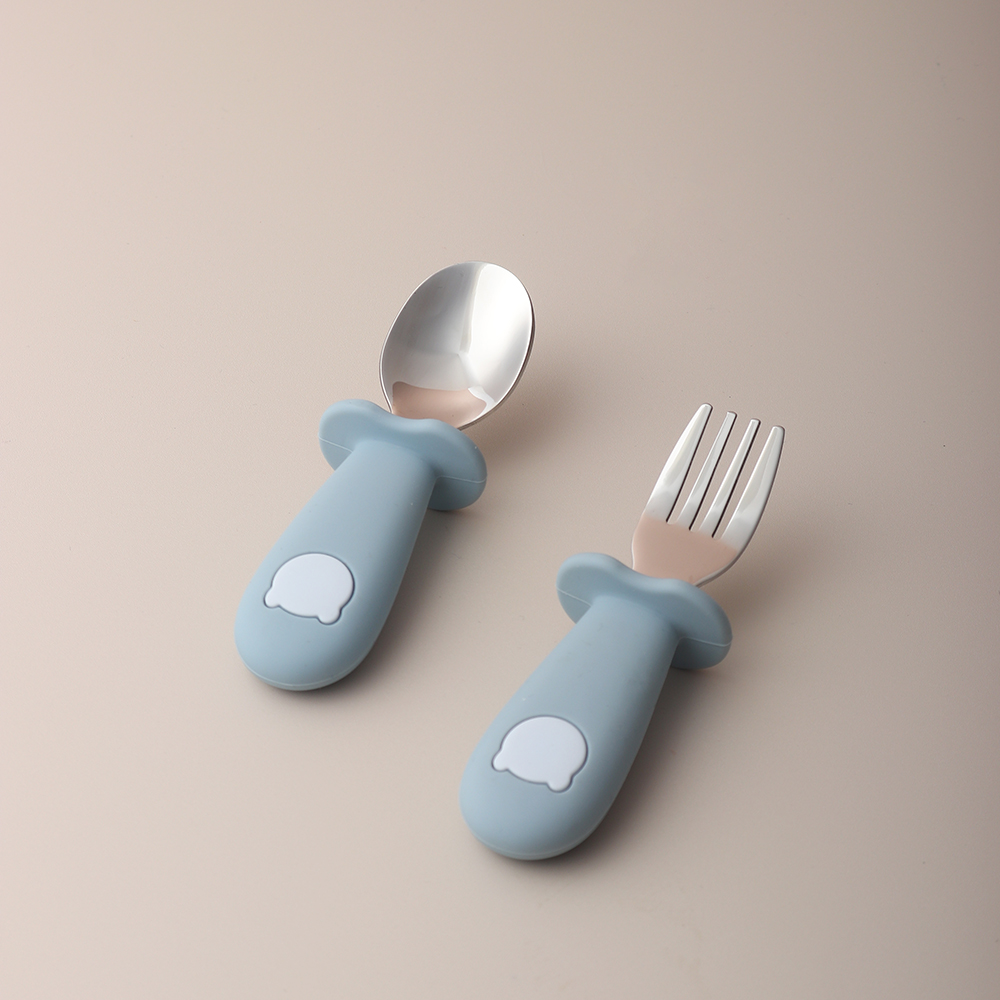 Baby Food Utensils - Cucchiaio e Forchetta in Silicone a